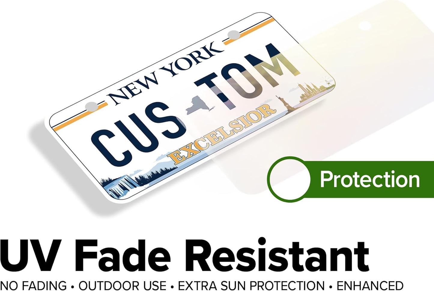 Mini License Plates, Personalized License Plates, Custom for Car, Bikes, ATV, Kids Car, Golf Cart, Jeep, 2x4 Inch, Rust-Free Fade Resistant Aluminum, USA Made by My Sign Center (New York - Excelsior)