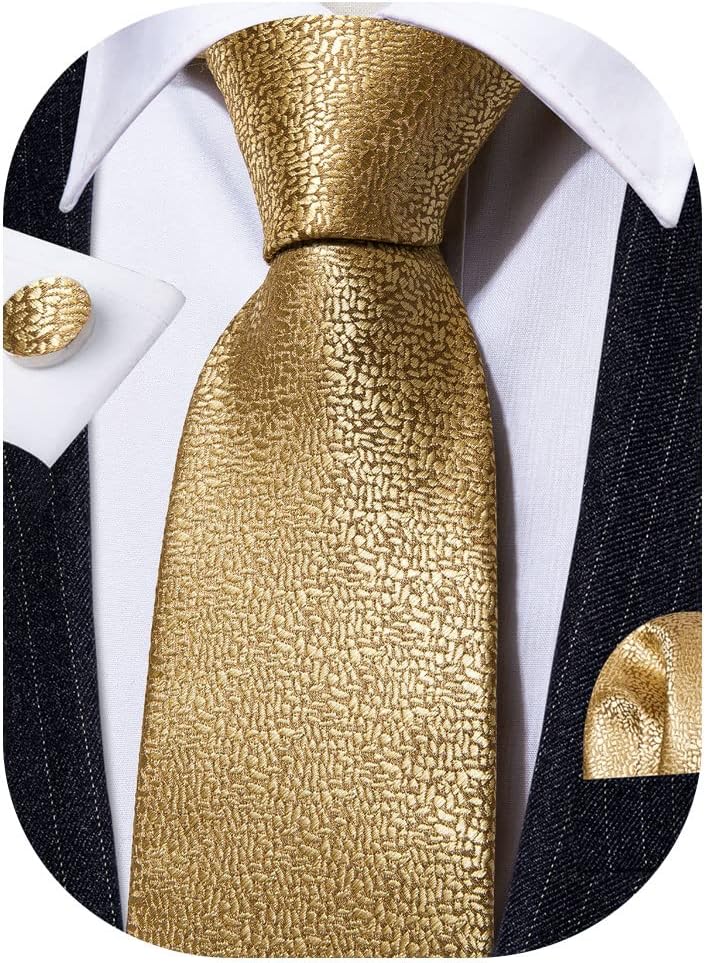 Barry.Wang Designer Classic Ties for Men Set Formal Pocket Square Cufflink Check Plaid