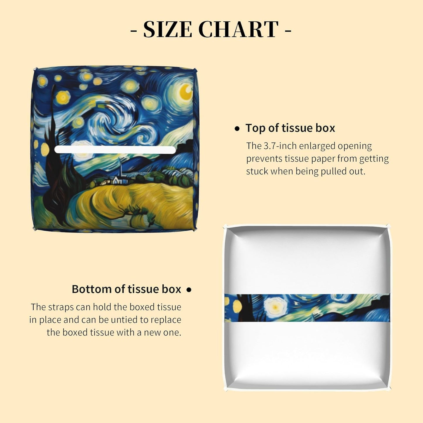 Tissue Box Cover Square,Starry Night Sky Tissue Box Holder Waterproof Leather Facial Paper Case Modern Home Decoration for Bedroom Dresser Night Stand Office Desk