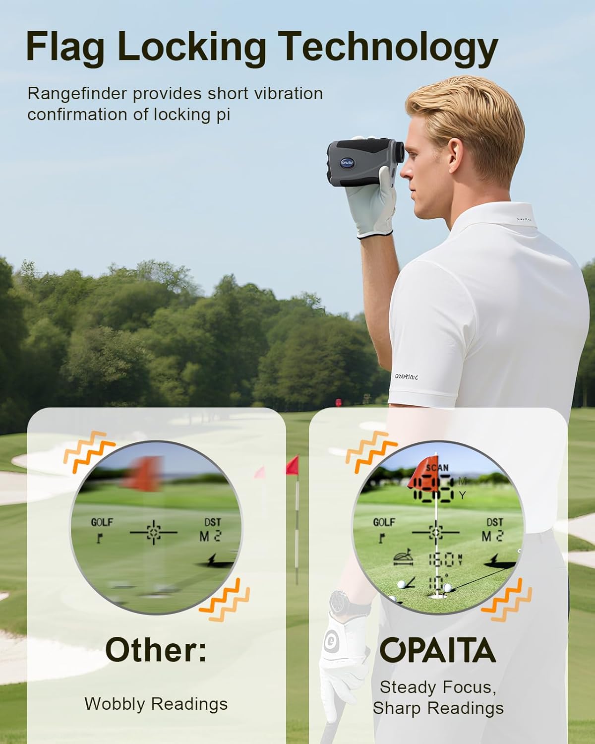 Golf Rangefinder with Slope for Golfer - 8X Magnification Laser Range Finder with Magnetic - 1200 Yards High-Precision Flge Locking Vibration - IP54 Waterproof rangefinder for Hunting Golfing