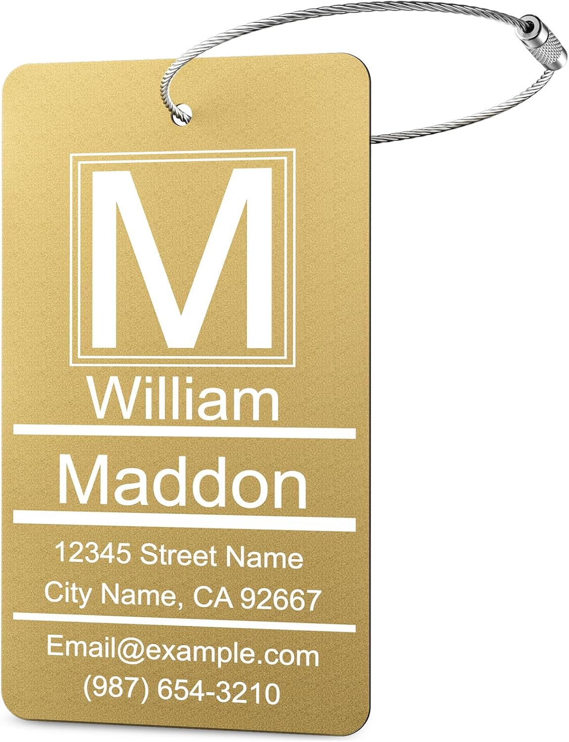 Luggage Tag for Suitcase - Personalized Engraved Metal Tag for Cruise Travel - Custom Name Tags Suitable for Bags and Backpacks (Gold)