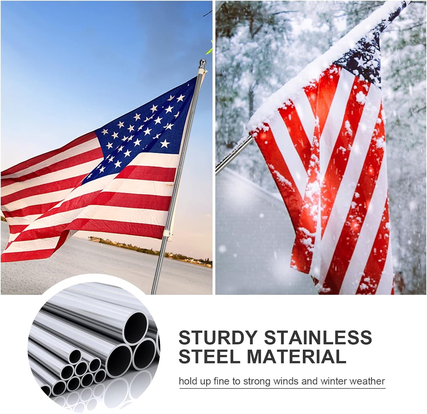 COCONUT Flag Pole, 5FT Flag Pole for House - Residential or Commercial Metal Flagpole for Garden Yard Porch Truck Boat (No Bracket)