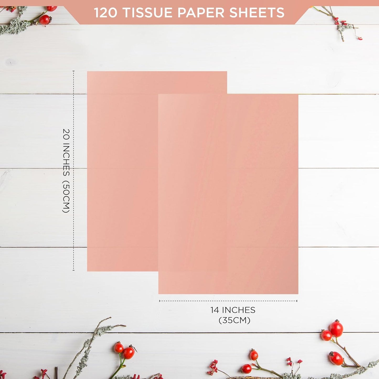 SANZIX 120 Sheets Rose Gold Tissue Paper for Gift Bags Bulk 14x20 Inch - Rose Gold Christmas Wrapping Paper Perfect for Christmas Gifts Wrap, Wedding, Valentines Day, DIY, Holiday & Xmas Decorations