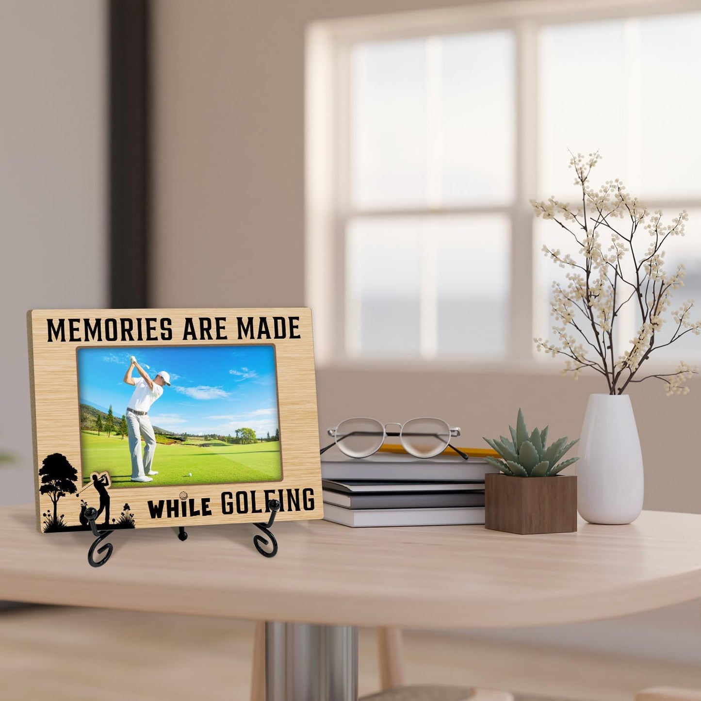 Golf Picture Frame-Memories Are Made While Golfing, Friendship Gifts for Friends Coworkers, 4x6 Photos Frame with Stand for Home Office Tabletop Display Decorations-13