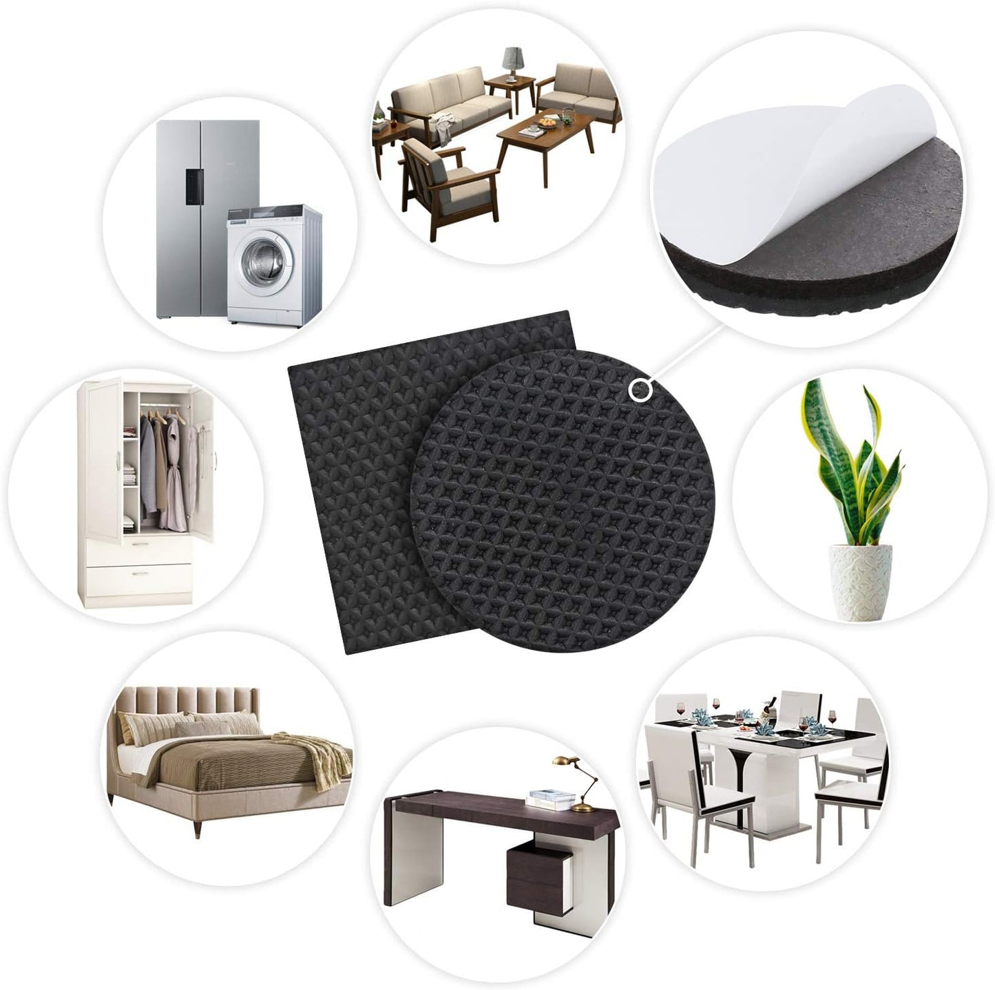 Yelanon Non Slip Furniture Pads -78pcs (1+2+3+4)” Furniture Grippers Hardwood Floors, Non Skid for Furniture Legs,Self Adhesive Rubber Feet, Anti Slide Furniture Protector for Keep Couch Stoppers