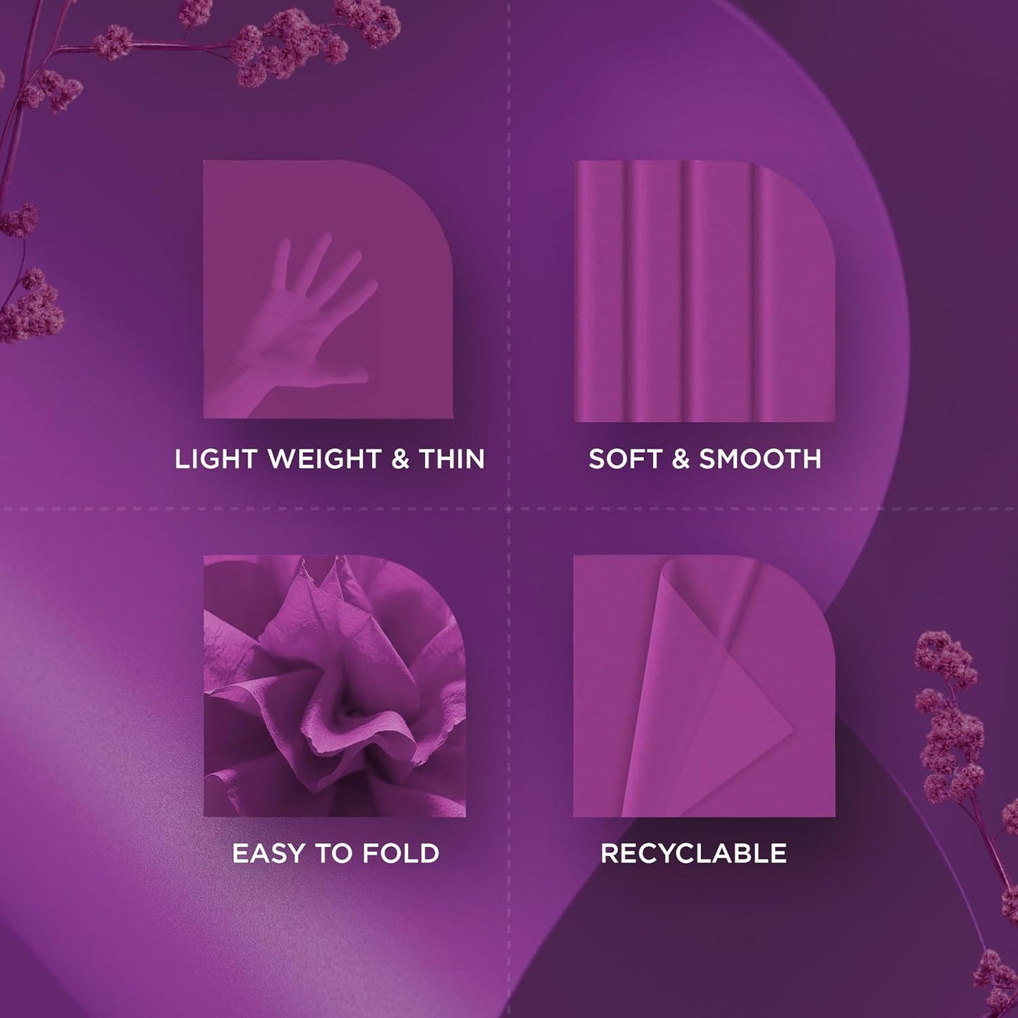 SANZIX 150 Sheets Purple Tissue Paper for Gift Bags Bulk 14x20 Inch - Purple Christmas Wrapping Paper for Gifts, Bouquets, Wedding, DIY, Holiday Décor - Purple Wrapping Paper Christmas Decorations