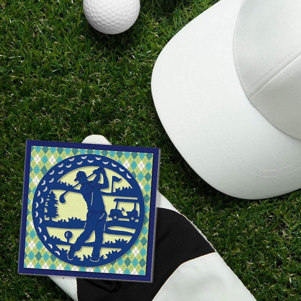 Playing Golf Scene Cutting Dies Card Making Hitting Ball Die Cut Carbon Steel Die Cuts Stencils Card Scrapbooking Embossing Template for Sports Season DIY Paper Craft Making Album Invitation