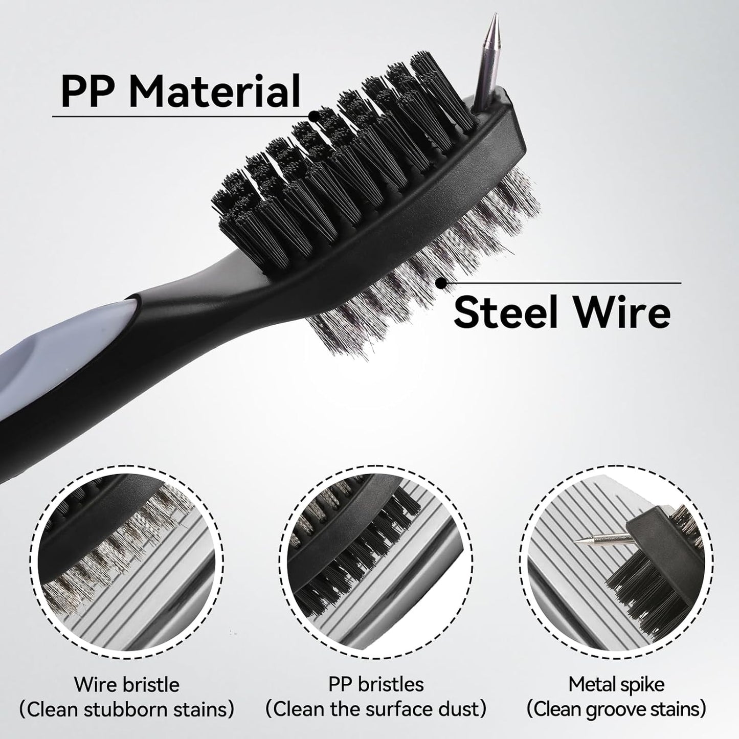 Aulock Golf Towel and Brush Set -16" X 24" Microfiber Towels with Carabiner Clip, Men Cleaning Kit with Golf Club Brush (2 Grey Towel + 1 Brush + Golf Divot Tool)