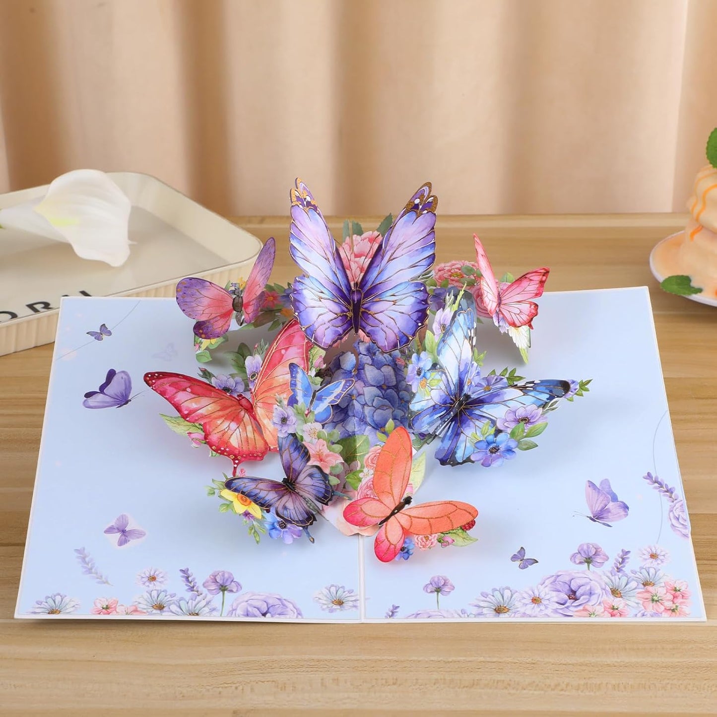 3D Butterfly Greeting Cards, Flowers Pop Up Birthday Cards, for Mom, Sister, Grandmother, Wife, Daughter, and other women, with envelope