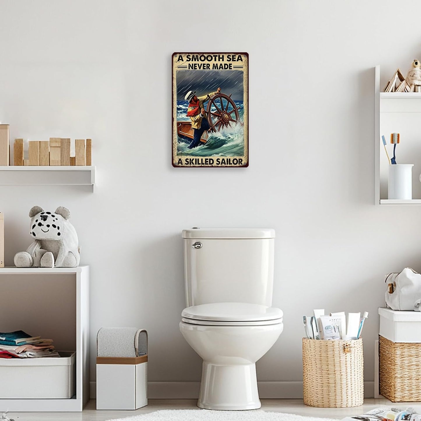 Vintage Tin Sign Metal Poster Plaque A Smooth Sea Never Made A Skilled Sailor Sailing Ship Poster Metal Sign Iron Painting Retro Wall Decor for Home Hotel Cafes Sign Gift 8x12 Inch