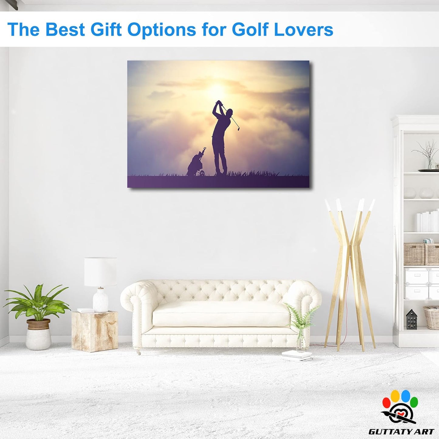 GUTTATY Golf Wall Art, Golf Pictures Posters Canvas Print Wall Decor for Golfer's Man Cave Home Ofice Ready to Hang (28x40 Inches)