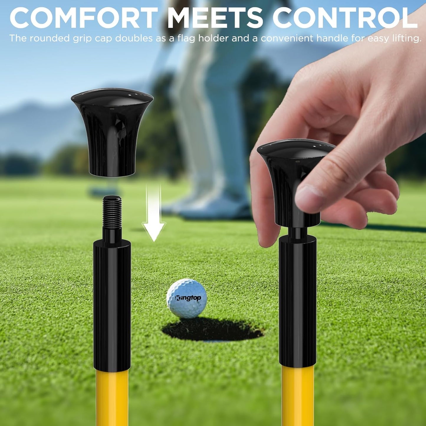 KINGTOP Golf Flagstick - Portable Design, Practice Putting Green Flag Stick for Yard, Club - Golf Pole Pin Flagpole, 3FT or 6FT Heights Available