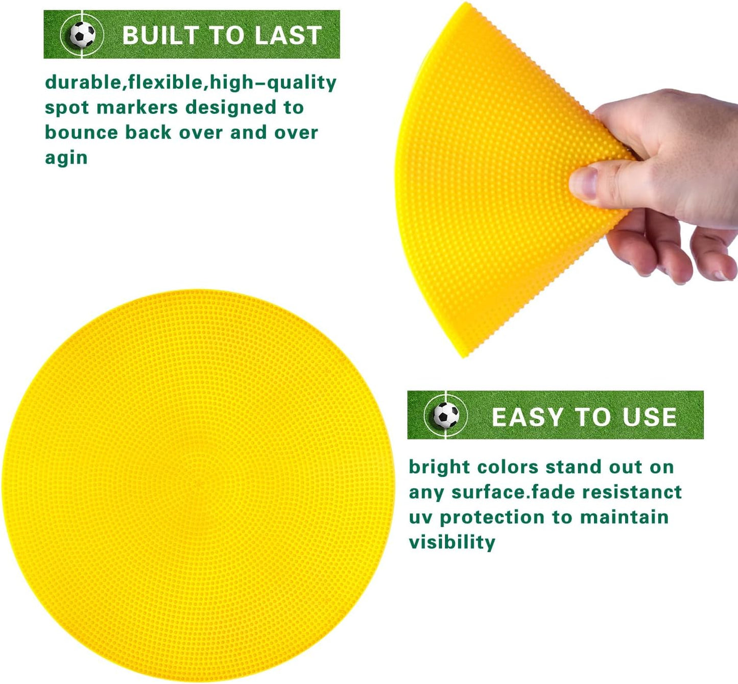 Poly Spot Markers 9 inch Non-Slip Rubber Agility Markers Flat Field Cones Floor Dots for Football, Soccer, Basketball Training Markers, School Activities, Exercise Drills, Social Distancing