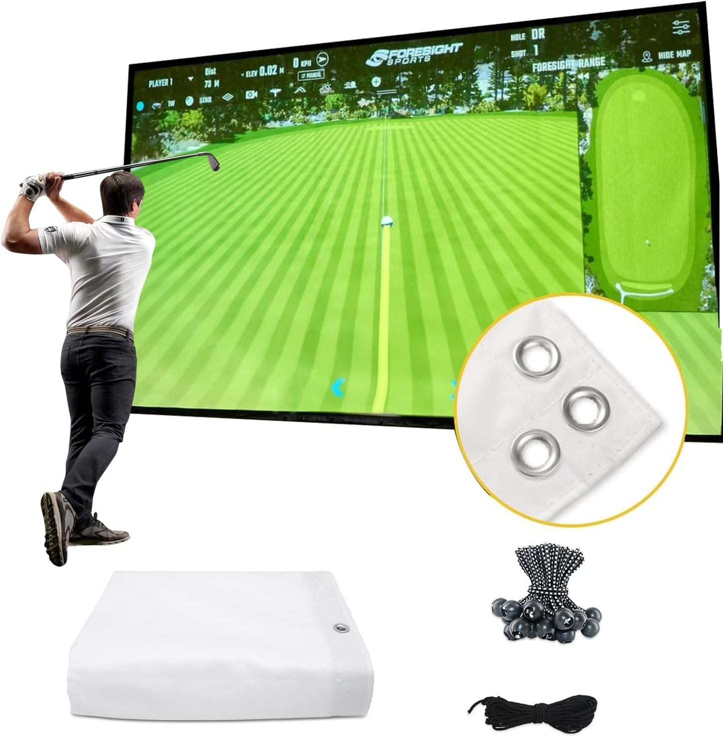 Golf Simulator Impact Screen（118 * 78 98 * 98 118 * 118 118 * 138） for Golf Training, Indoor Golf Simulators, Washable Golf Impact Screen for Golf Practice