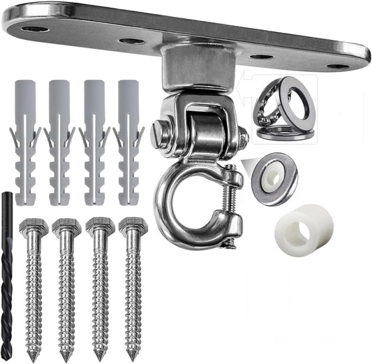 Heavy Duty Stainless Swing Hanger with Smooth Bearings 180°+360°Swing Hardware, 1500 lb Capacity Playground Yoga Hammock Chair Sandbag Porch Swing Bag