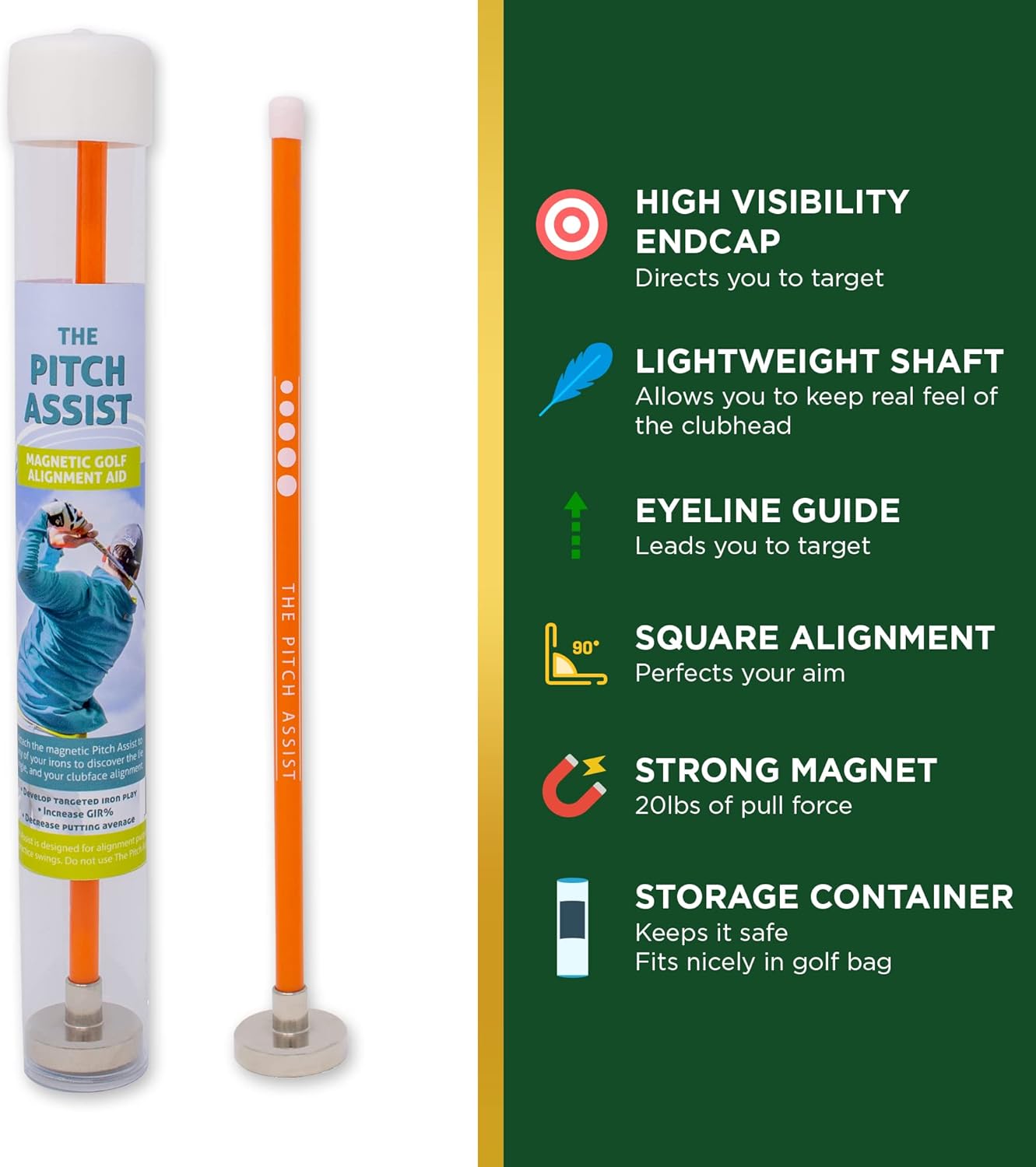 Golf Alignment Rods: Magnetic Club Alignment Stick Demonstrates Correct Golf Swing Aim, Golf Training Aid Magnet Lie Angle Tool Training Aids Visualize