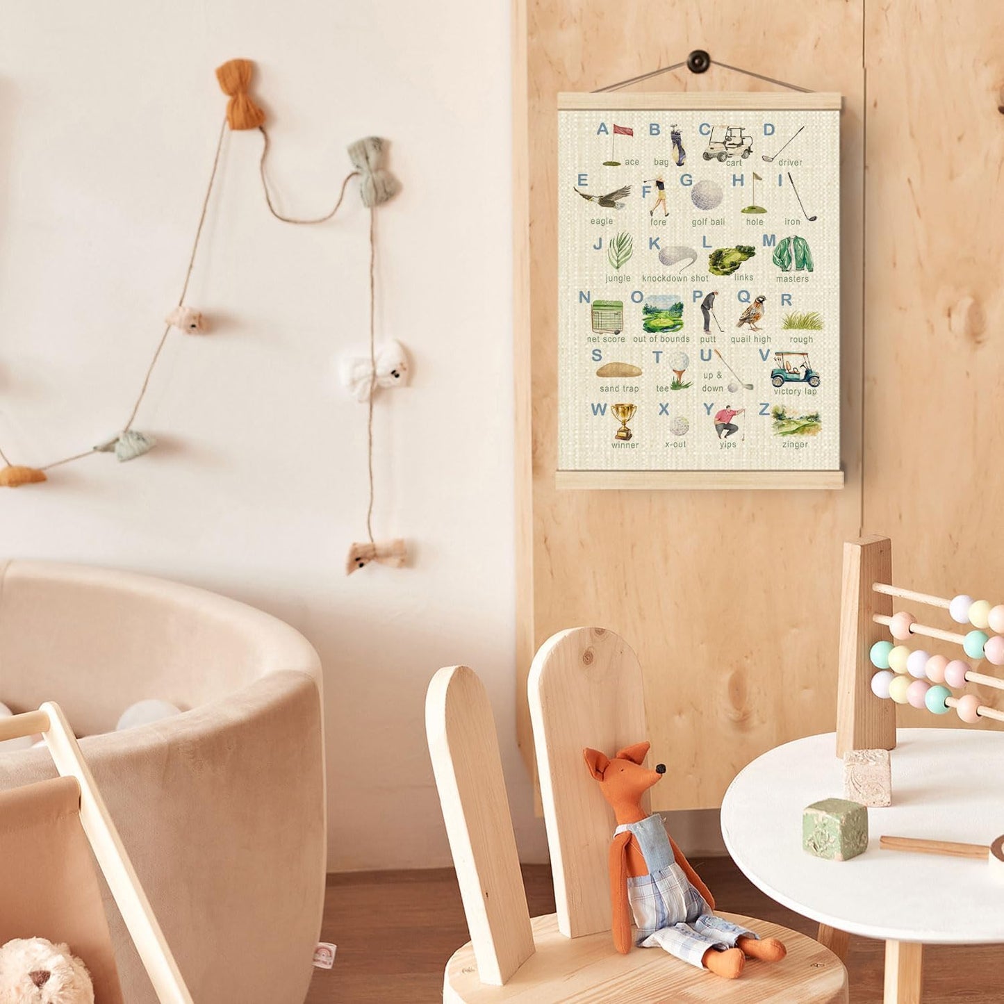 Boat Wades Golf Alphabet Nursery Wooden Poster Hangers 12x16 Inch,Golf Gifts Poster Hanger Frame,Golfs Nursery Decor For Boy Kids Room Nursery