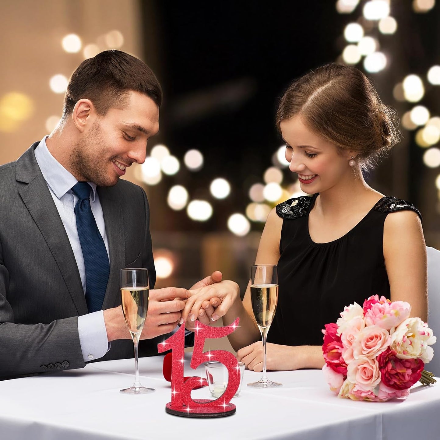 Glitter Table Numbers 1-25 Wooden Table Numbers for Wedding Reception Standing Seat Place Cards with Holder Base for Wedding Party Event Catering Receptions Banquets(Red)