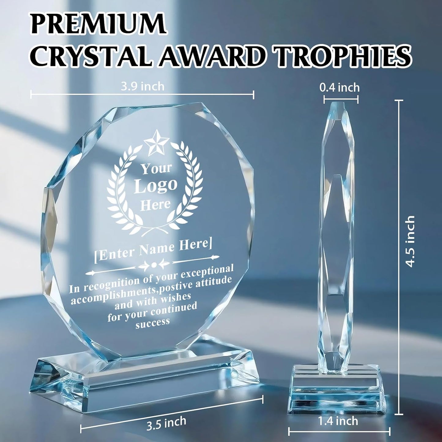 Personalized Trophy Award - Custom Crystal Awards and Trophies - Plaques Personalized Engraved - Thank You Gifts - Employee Appreciation Gifts for Cowokers, Recognition, Sports