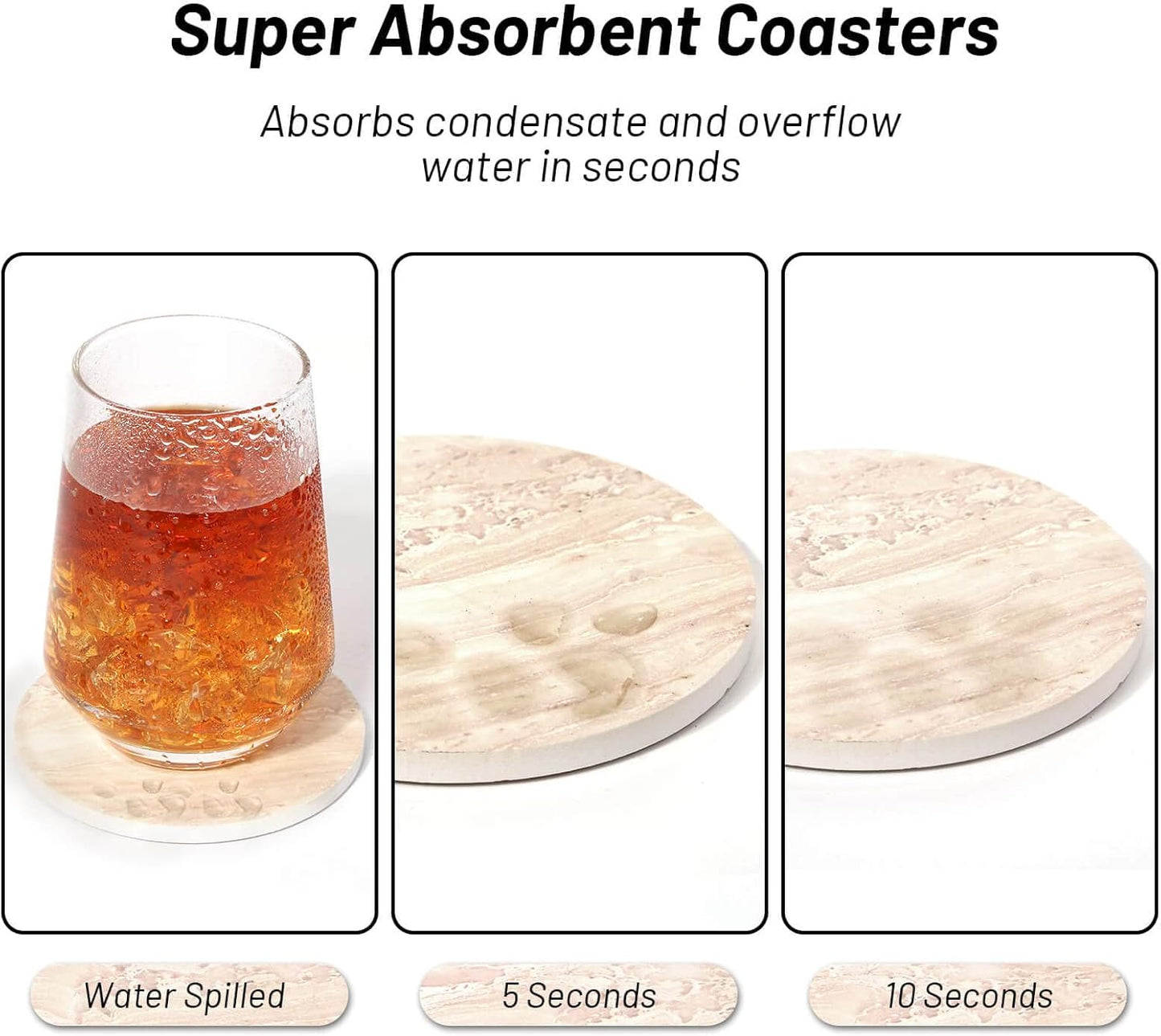 9 Pieces Ceramic Coasters for Coffee Table Absorbent, Billbotk Drink Coasters with Holder, Marble Style Coasters for Wooden Table, Home Decor, Suitable for Kinds of Cups, 4 Inches