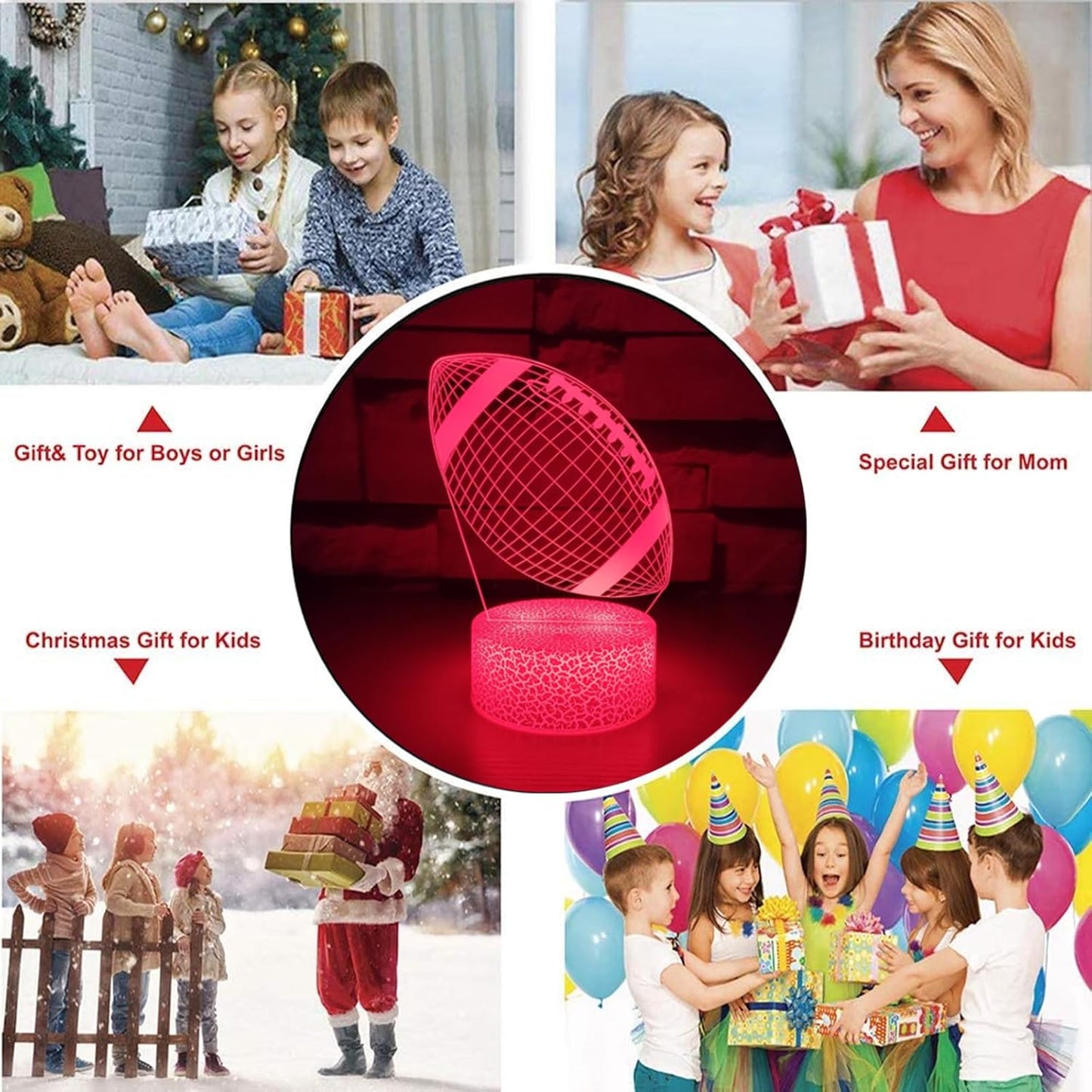 i-CHONY Football Gift Night Light for Kids Boys Girls Teens,Dimmable Led 3D Illusion Lamp,Birthday Holiday Christmas Gift,Football Sport Fan Children's Room Decorations