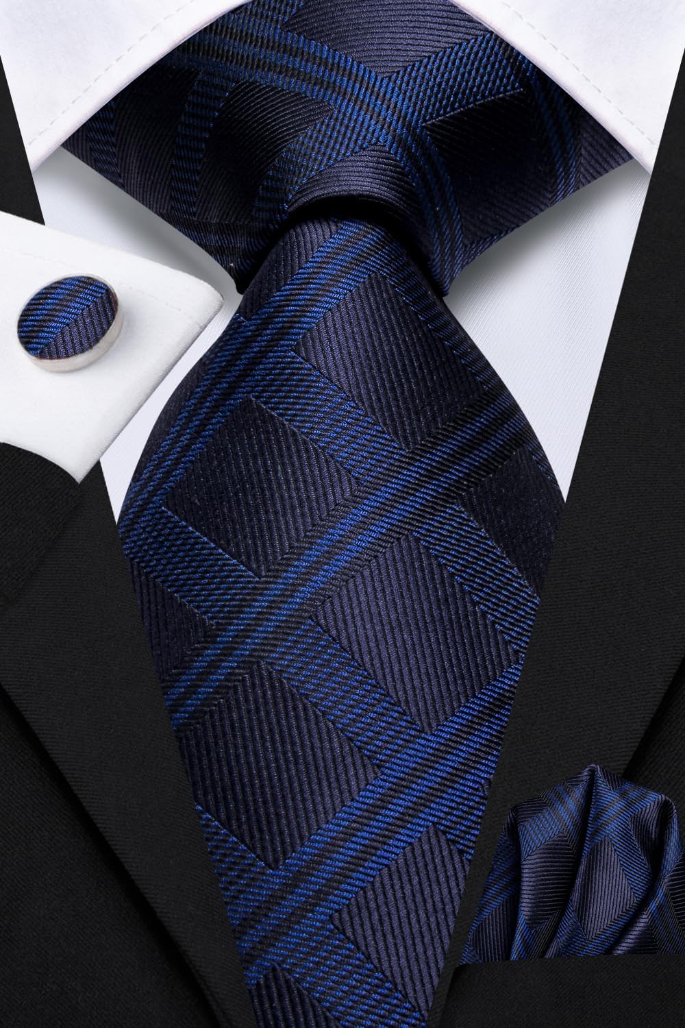 Dubulle Mens Paisley Striped Tie WOVEN Necktie for Men and Handkerchief Cufflinks Set Wedding Formal Business