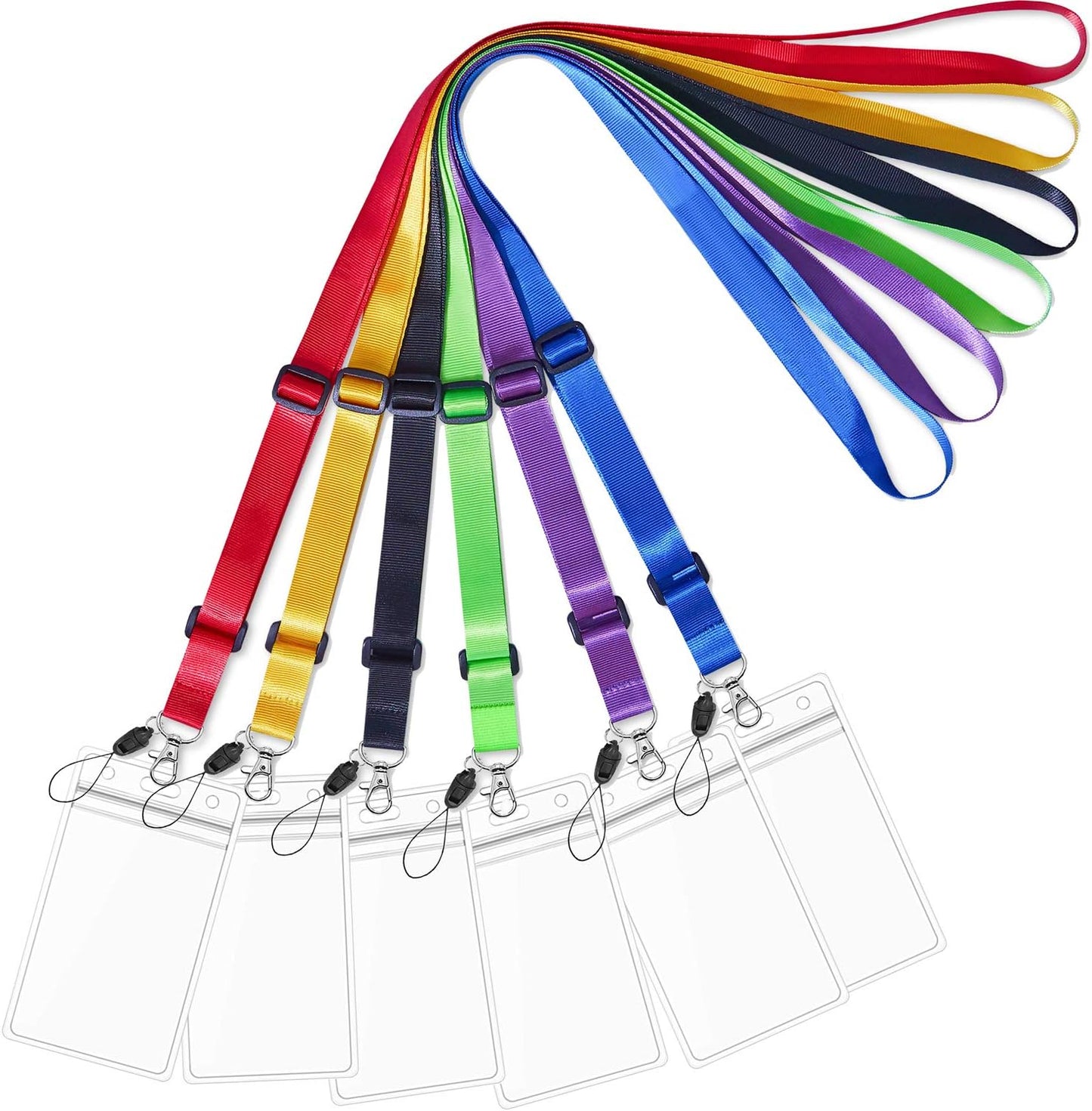 AMUU 6 Pack 6 Colours Lanyards Adjustable Extend Length with Vertical id Badge Holder,for Women,Keys,Kids,Men,Cruise,Ship,Credit Card,Name Tag Holder