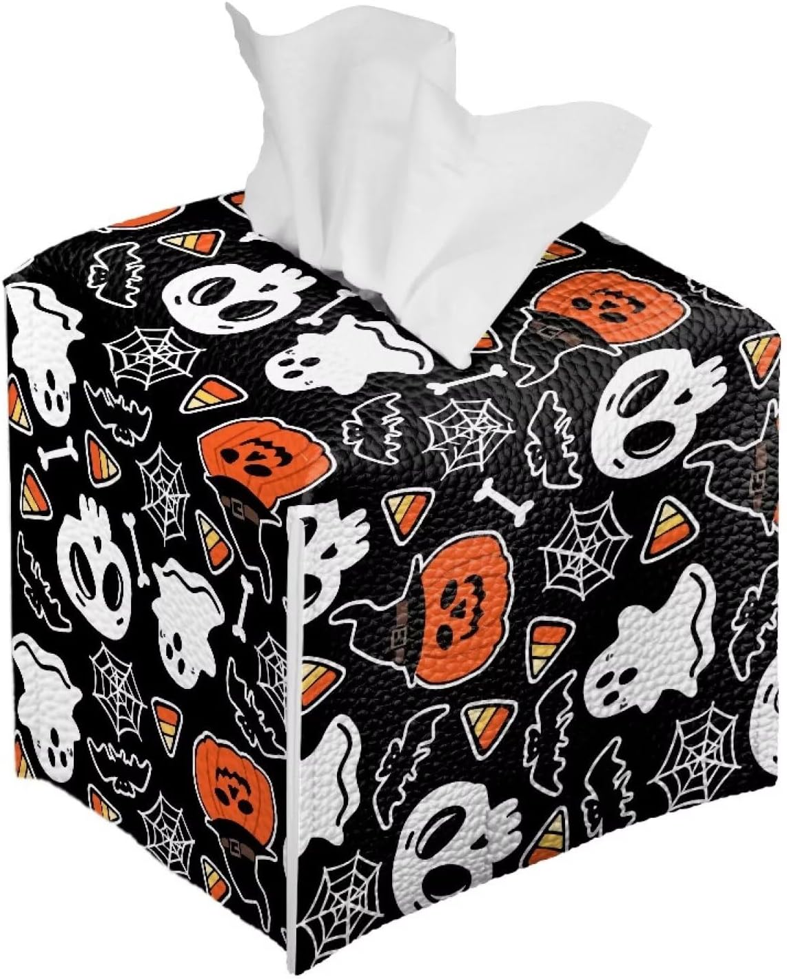 Ghost Skull Tissue Box Cover Halloween Tissue Box Facial Paper Square 5x5x5 inch Holder Organizer Modern Home Office Bedroom Car Bathroom Decor