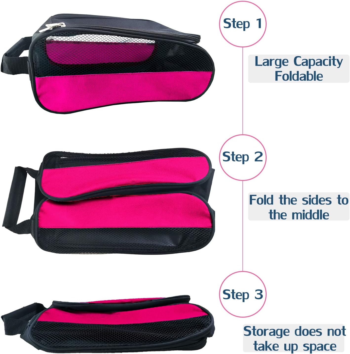 Golf Shoe Bag, Pink Golf Shoes Bags Women Outdoor Zippered Carrier Bags with Ventilation Sport Shoes Bag Travel Shoe Bags (Pink)