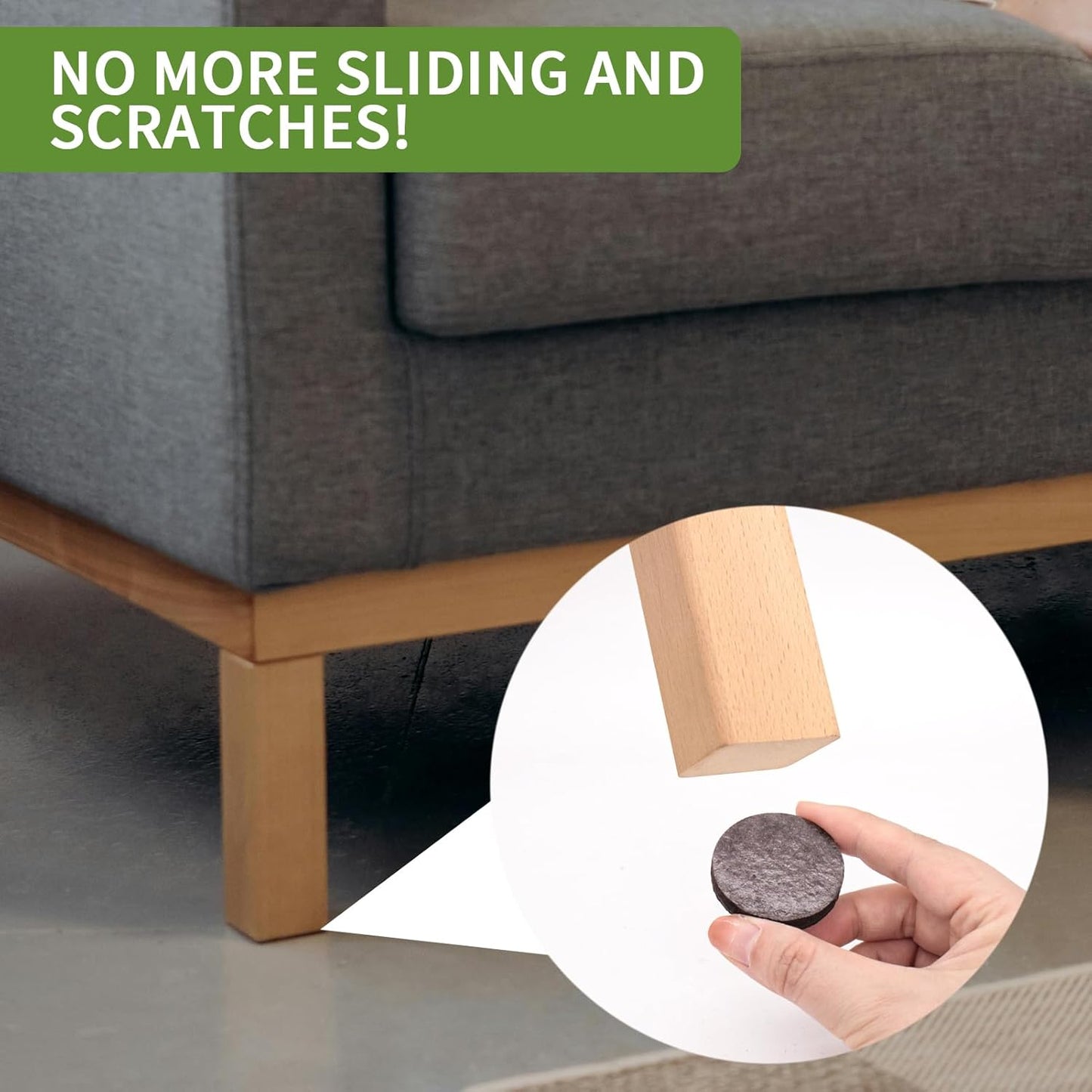 Non Slip Furniture Pads 24 PCS 1 1/2'' Round - Anti Slip Furniture Pads - Self Adhesive Rubber Feet Furniture Feet - Chair Leg Floor Protectors - Keep Furniture in Place