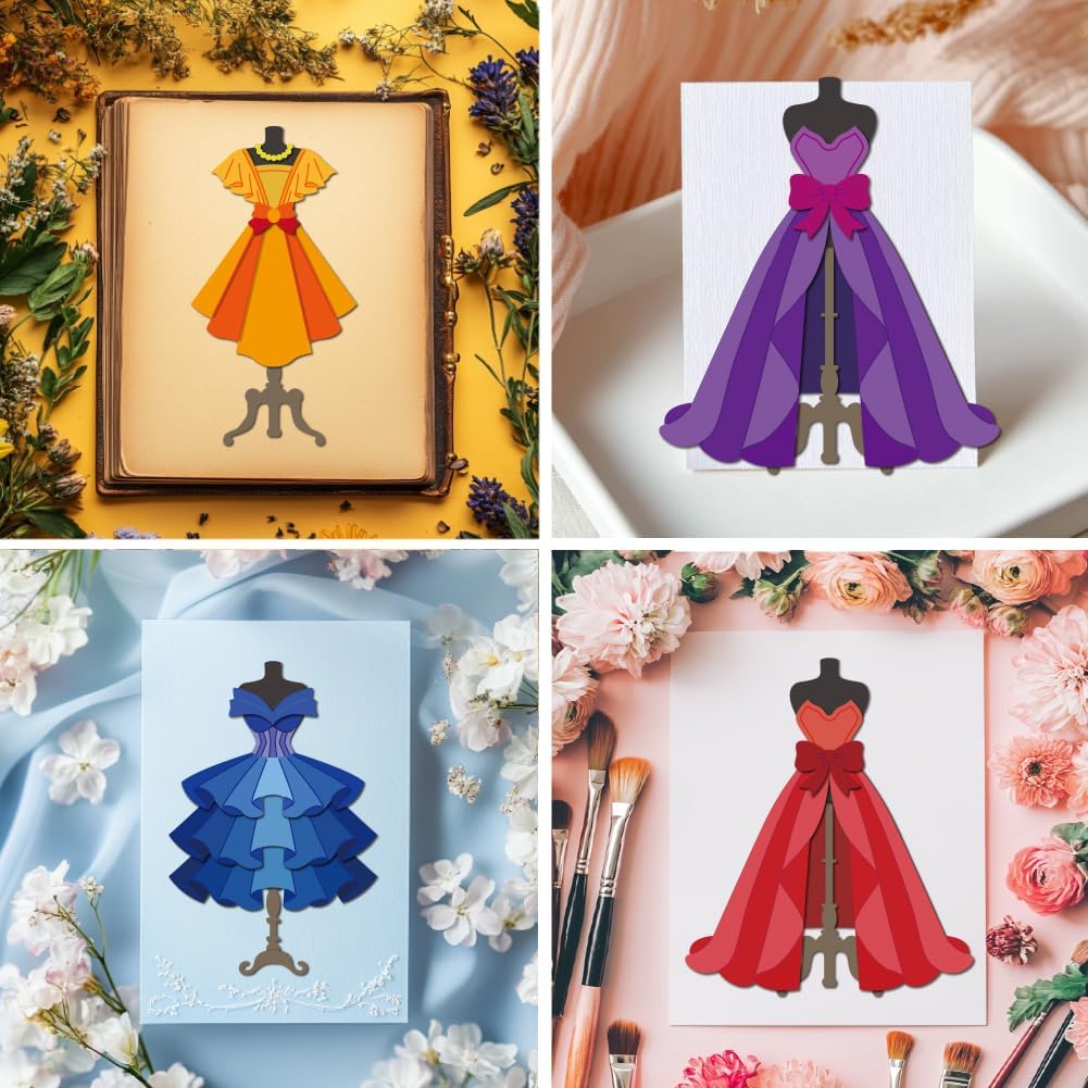 MAYJOYDIY Models Skirts Dress Cutting Dies Dress Decoration Metal Die Template Skirt Hem Papercutting Art Crafts Embossing Carbon Steel Stencils for Card Making Scrapbooking Album Gift Decoration