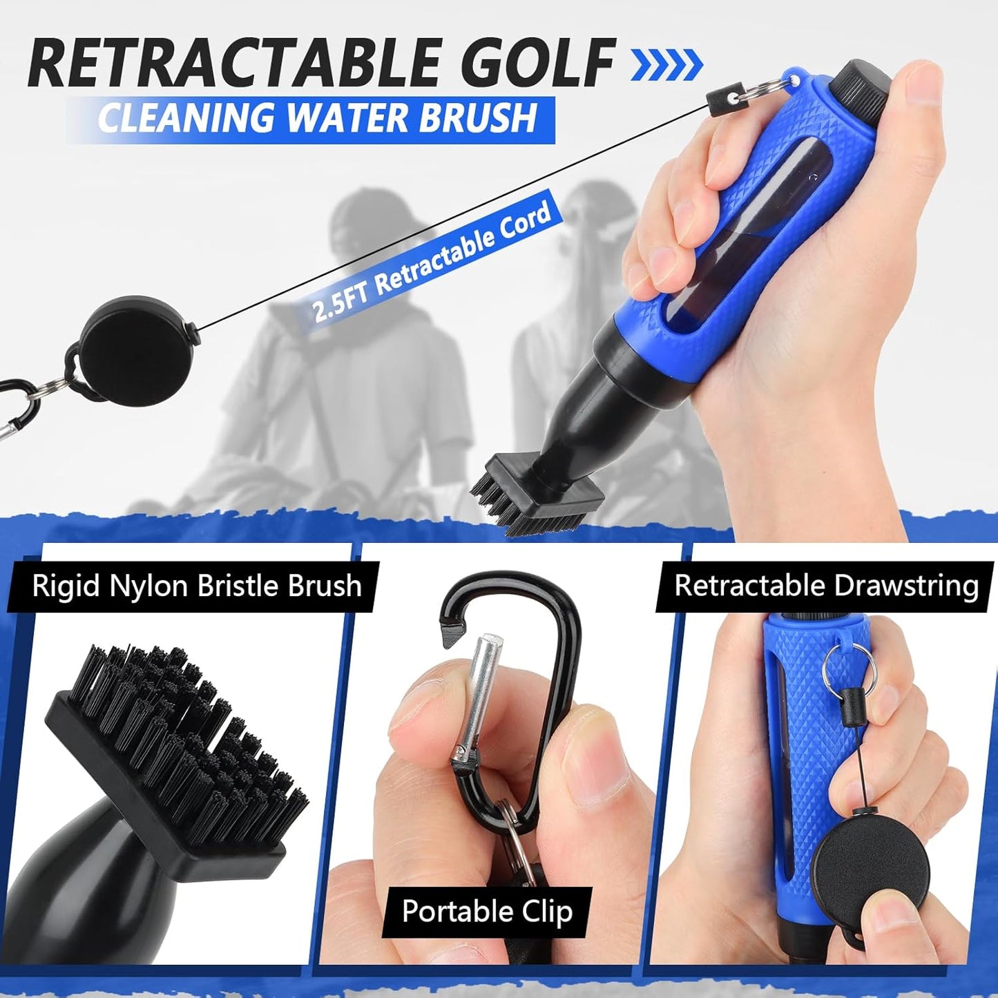 Golf Club Cleaning Kit with Golf Club Cleaner with Water Golf Towel Divot Repair Tool Groove Sharpener Golf Ball Alignment Kit Complete Golf Cleaning Kit Golf Accessories for Women Men