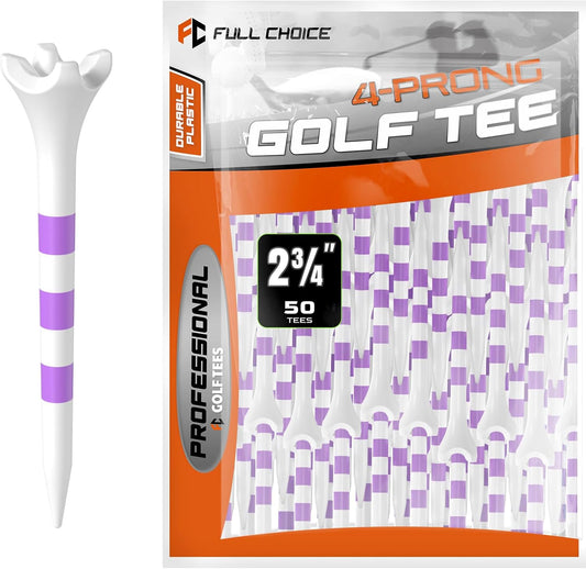 Professional Plastic Golf Tees 100 Pack (3-1/4" or 2-3/4"), Enhanced Durability & Stability, Engineered to Minimize Friction and Side Spin
