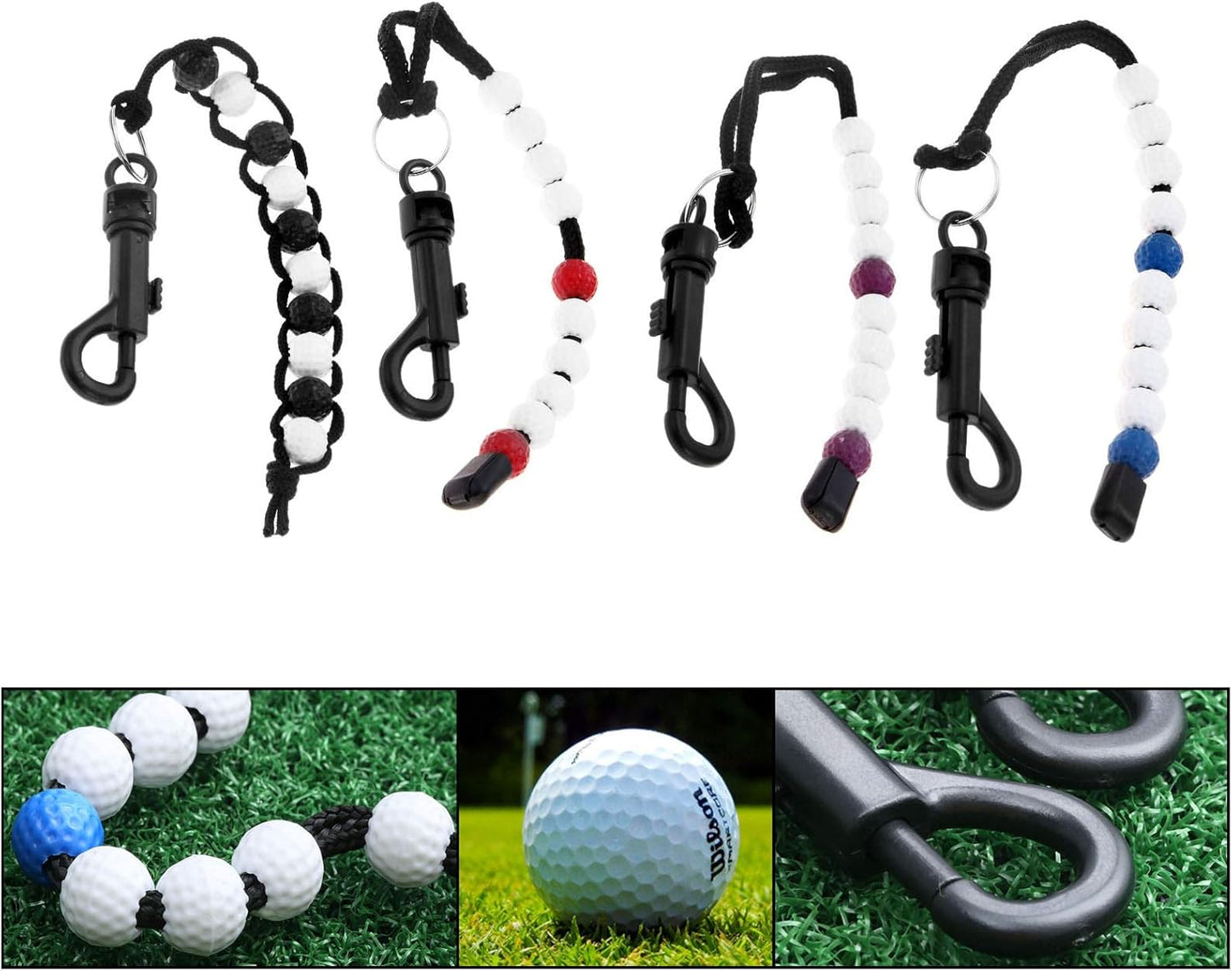 MUXSAM 1 Piece Golf Beads Score Counter with Clip, Golf Stroke Score Count Keeper Putting Score Counter for Referee Caddy Golfer