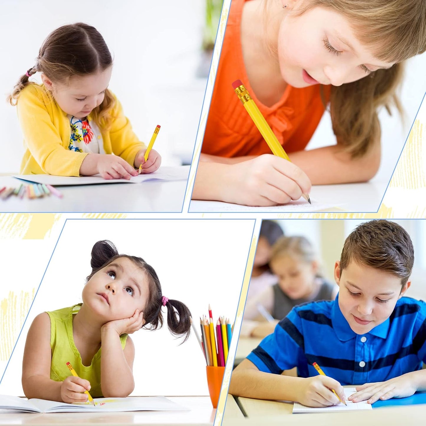 Zonon 24 Pcs Yellow Golf Pencils with Erasers Mini Small Pencils Baby Shower Favors Bulk Hexagon Wooden Sharpened Half Graphite 2B for Golf Event, Wedding, Party Game, School, Company, Pew, Pocket