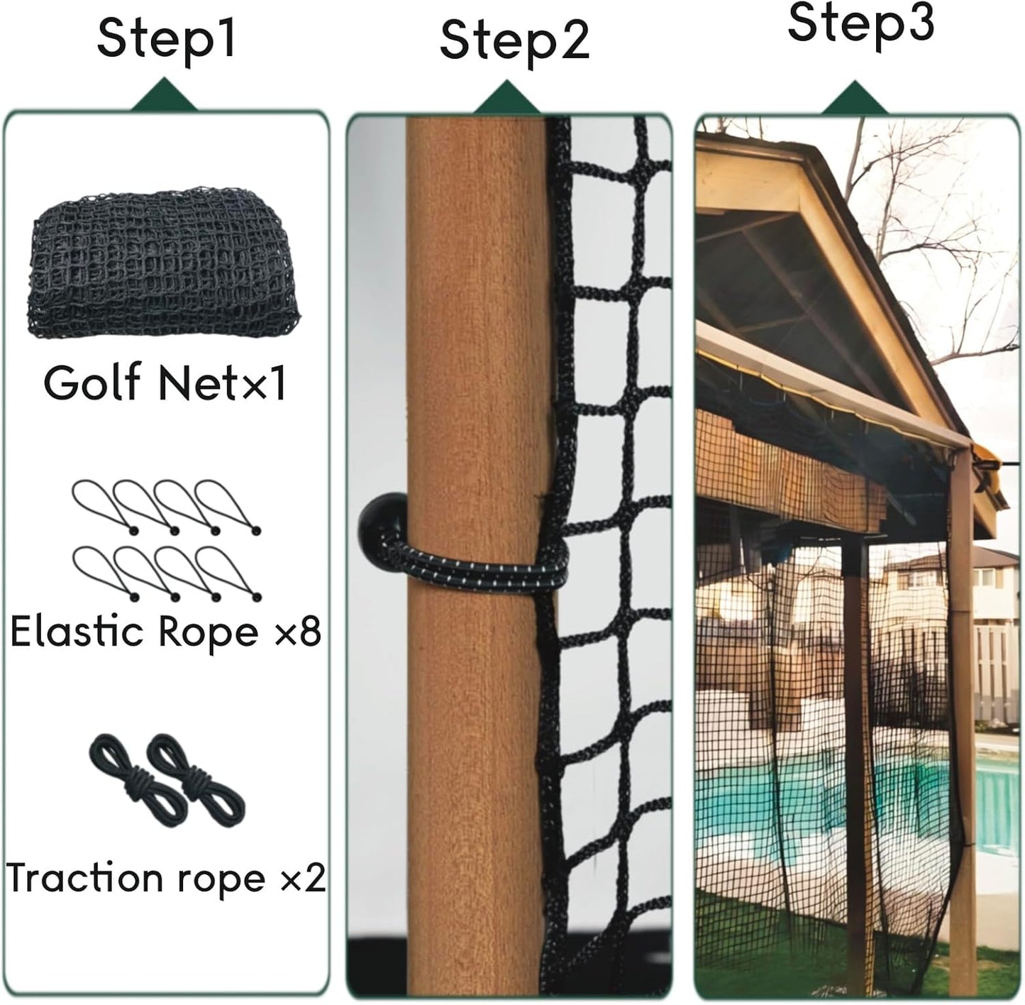 Golf Practice Net,Heavy Duty Nylon Golf Hitting Net,Golf Net Outdoor Indoor with Wire Hanging Kit,Golf Nets for Backyard Driving，Golf,Baseball, Hockey, Soccer（10/15/20/25/30ft