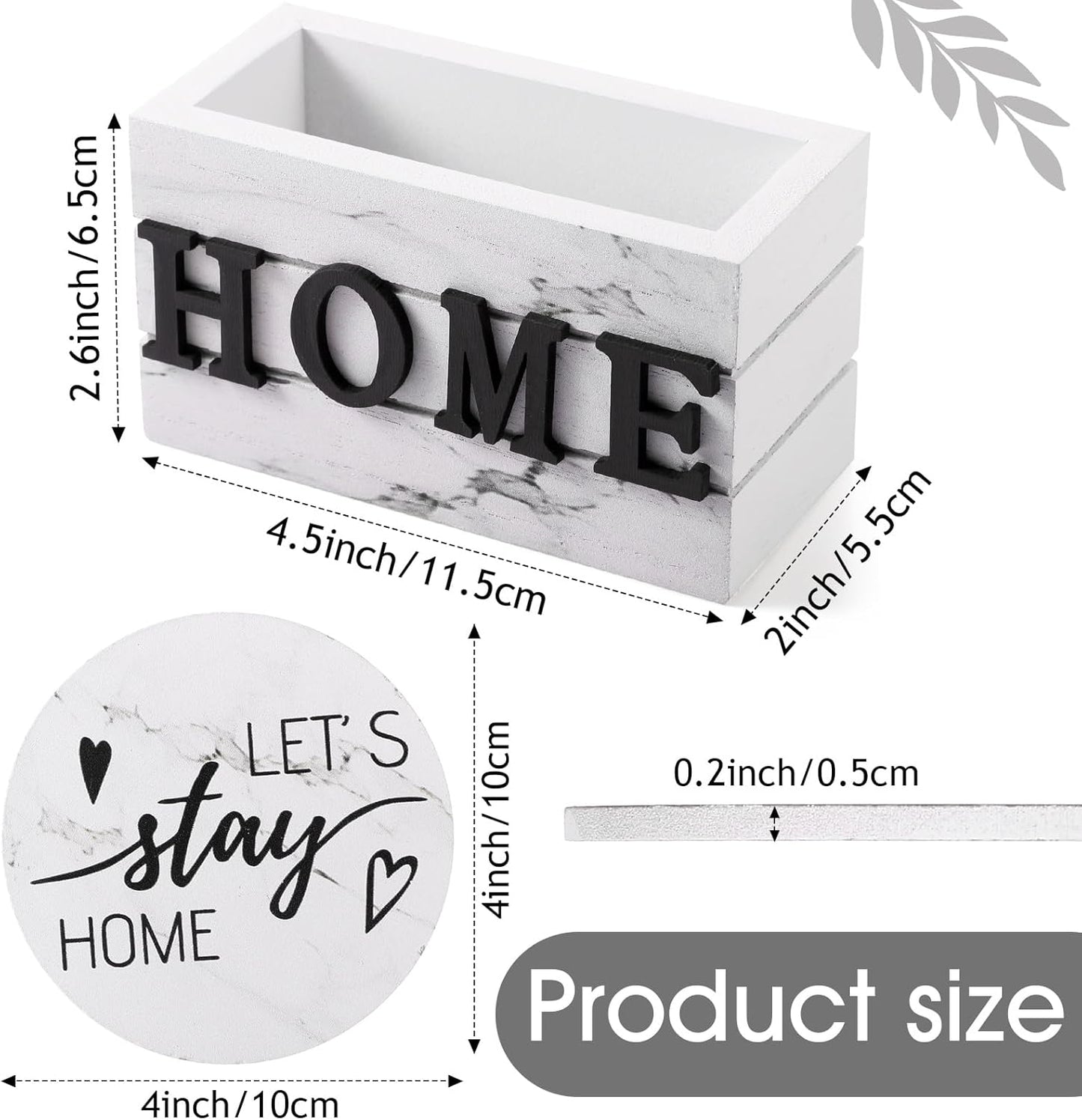 Queekay Housewarming Gifts for Home Decoration Wooden Heart Coasters for Drinks 6 Set Farmhouse Coasters with Holder Funny for Family Coffee Table Protection, 4''(White Marble)