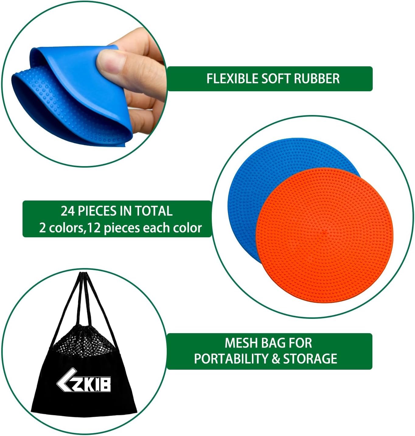 Spot Markers 4.72/9 Inch 12/24/36 Pcs Anti-Slip Agility Floor Markers,Colorful Flat Field Gym Classroom Floor Spots Set for Indoor Outdoor Soccer Basketball Sports Speed Training and Drills