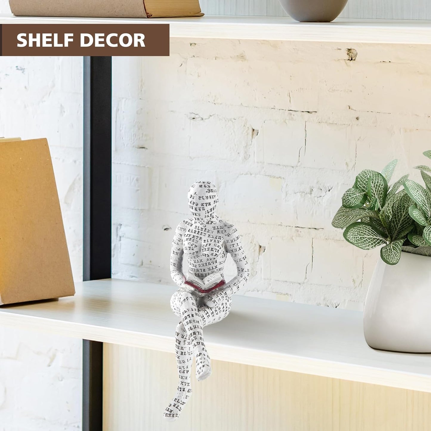 GRAPMKTG Home Decor Pulp Reading Women Thinker Statue Aesthetic Sculpture Room Decor Modern Abstract Decoration on Shelf Table Desk for Living Room Office Bedroom E