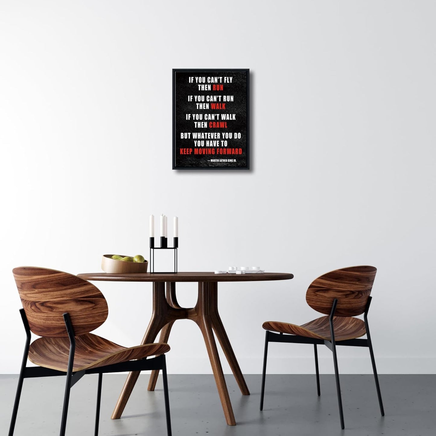 Pyradecor Black Framed Canvas Wall Art Keep Moving Forward Motivational Classroom Positive Quotes Inspirational Poster for Office Living Room Home Decorations