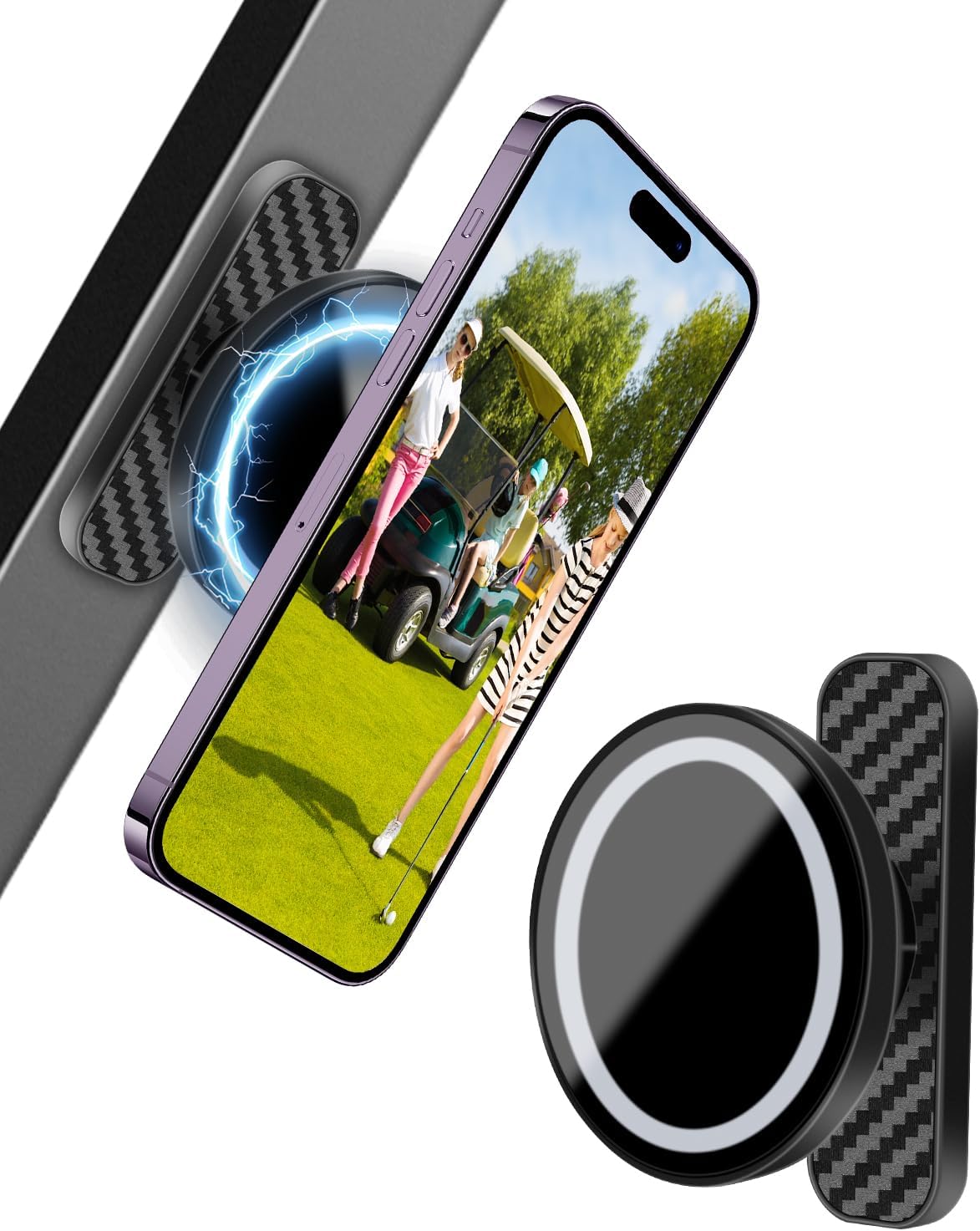 MENOLY Magnetic Golf Cart Phone Holder Compatible with EZGO, Club Car, Yamaha,Golf Cart Phone Mount Fits with iPhone 16 15 14 13 12 Pro Max Plus, Galaxy, Google Golf Cart Accessories Gift for Men