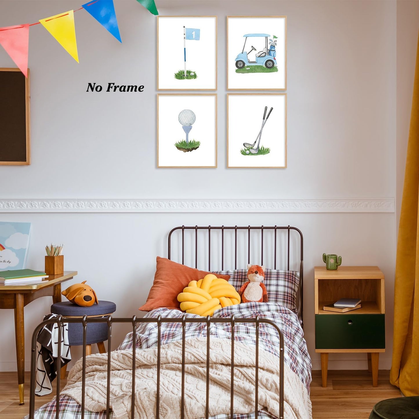 Boat Wades Golf Course Wall Art Prints Set of 4, Golfer Gifts for Women Men, Retro Golf Cart Club Golfing Posters Pictures Wall Decor for Home Bedroom Living Room Office, 8x10 Unframed