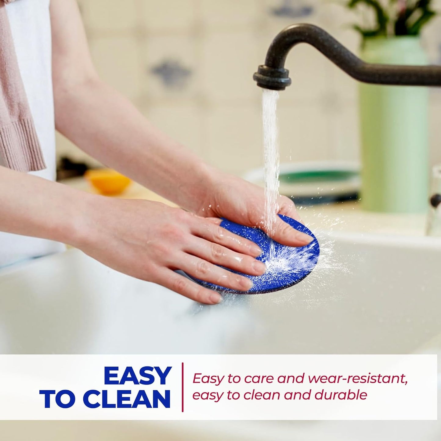 A&A Wonders Premium Felt Coasters for Drink, Two-Tone Reversible, Absorbent Felt Protects Furniture, Table, Anti Slip, Suitable for Drinks & All Table Types (Wine Red/Royal Blue, Circle 18 Pack)