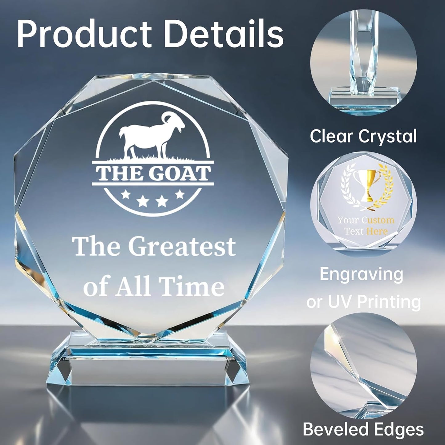 Custom Crystal Awards and Trophies – Personalized Engraved Glass Plaques for Employee Recognition, Appreciation, Farewell, Retirement, Coworker Gifts, Sports Achievements