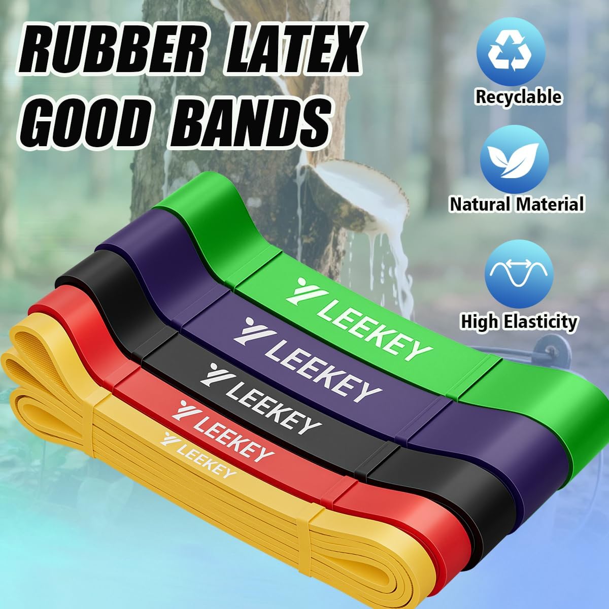 LEEKEY Resistance Bands, Exercise Bands with Handles,Pull Up Assist Bands - Band Set with Door Anchor - Bands for Working Out,Band for Men and Women Fitness Training,Home Workouts