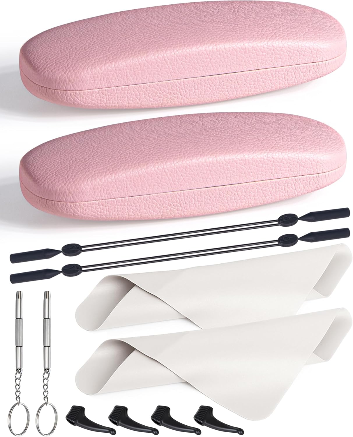 RayLove Glasses Case, Unisex Hard Shell Eyeglass Case, PU Leather Protective Hard Eye Glasses Cases with Eyewear Accessories