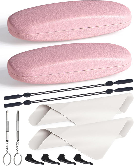 RayLove Glasses Case, Unisex Hard Shell Eyeglass Case, PU Leather Protective Hard Eye Glasses Cases with Eyewear Accessories