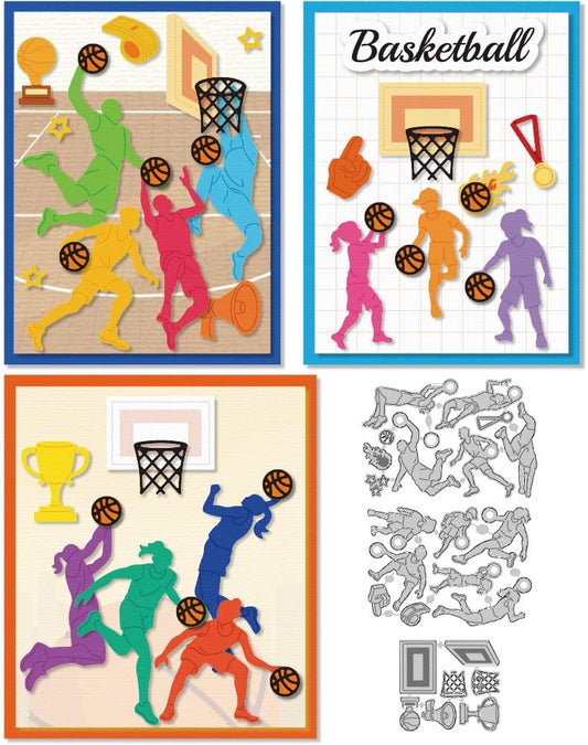 Basketball Player Cutting Dies Sports Season Card Making Die Cut Carbon Steel Die Cuts Stencils Card Scrapbooking Embossing Template for DIY Paper Craft Making Album Gift Invitation Decor