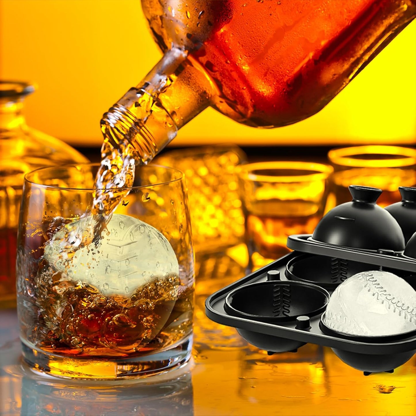 Baseball Ice Cube Mold 2.1 Inch Large Silicone Baseball Ice Cube Molds Fun Shapes Craft Sphere Ice Molds Novelty Christmas Gifts Stuff for Men Women Cocktails, Bourbon, Brandy, Whiskey(1, Baseball)