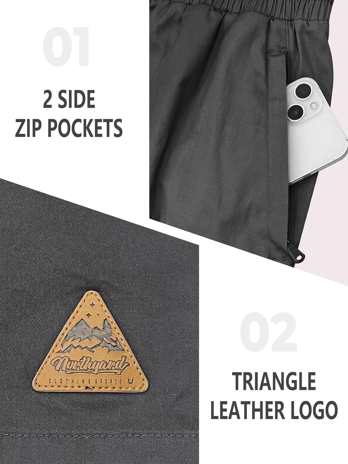 NORTHYARD Mens Casual Shorts-Cotton 9" Golf Hiking Drawstring Elastic Waist Work Shorts with Zipper Pockets